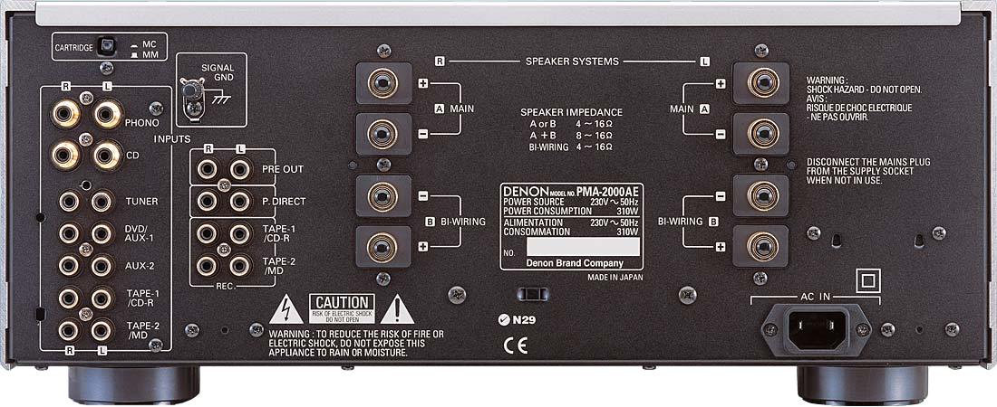 Задняя панель Denon PMA-2000AE